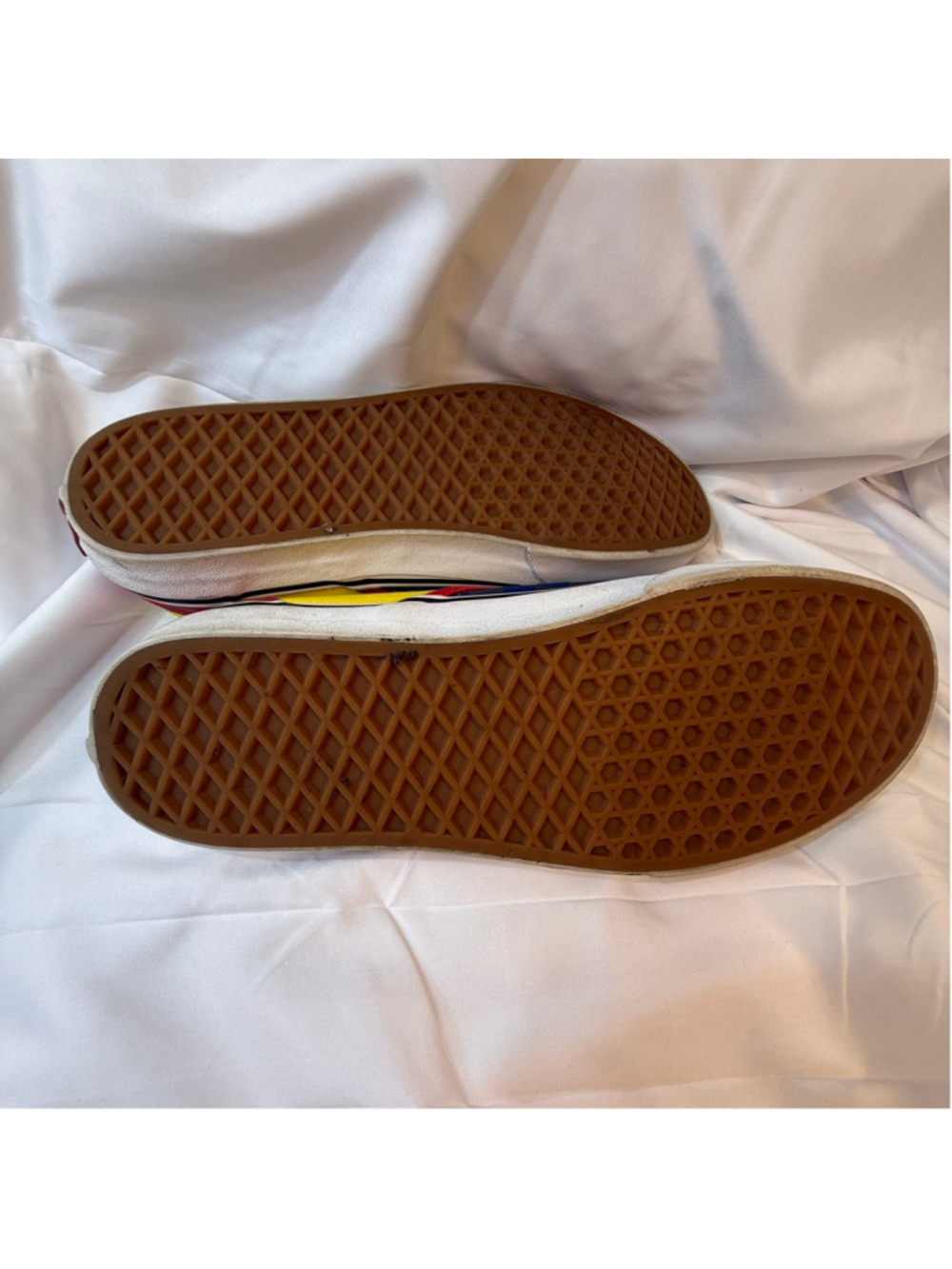 Vans Classic Slip-On Checkerboard Colorblock Blue Yellow Red Sneakers Men’s 9 Wo - Picture 7 of 9